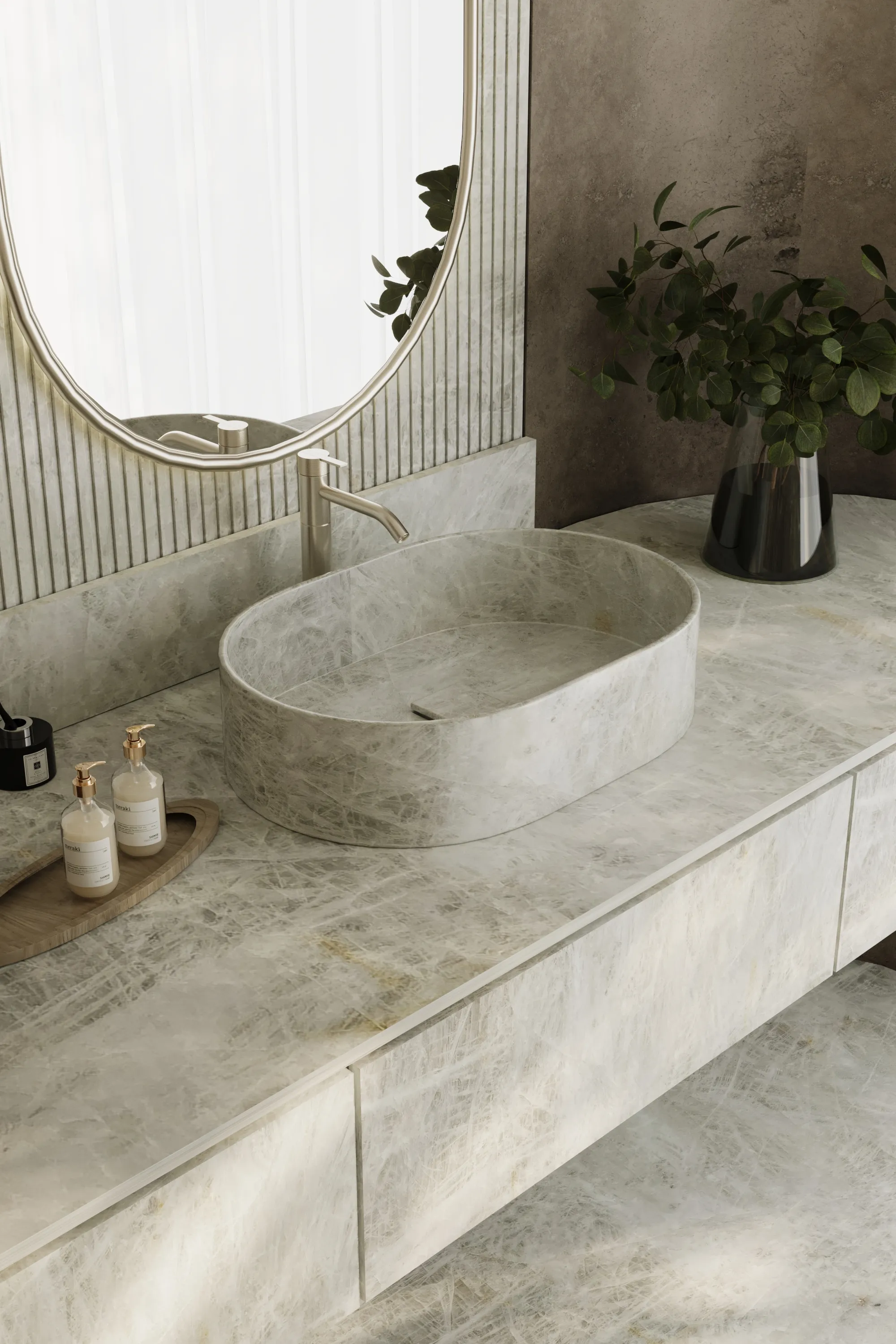 Cristallo quartzite slab — exotic quartzite Miami