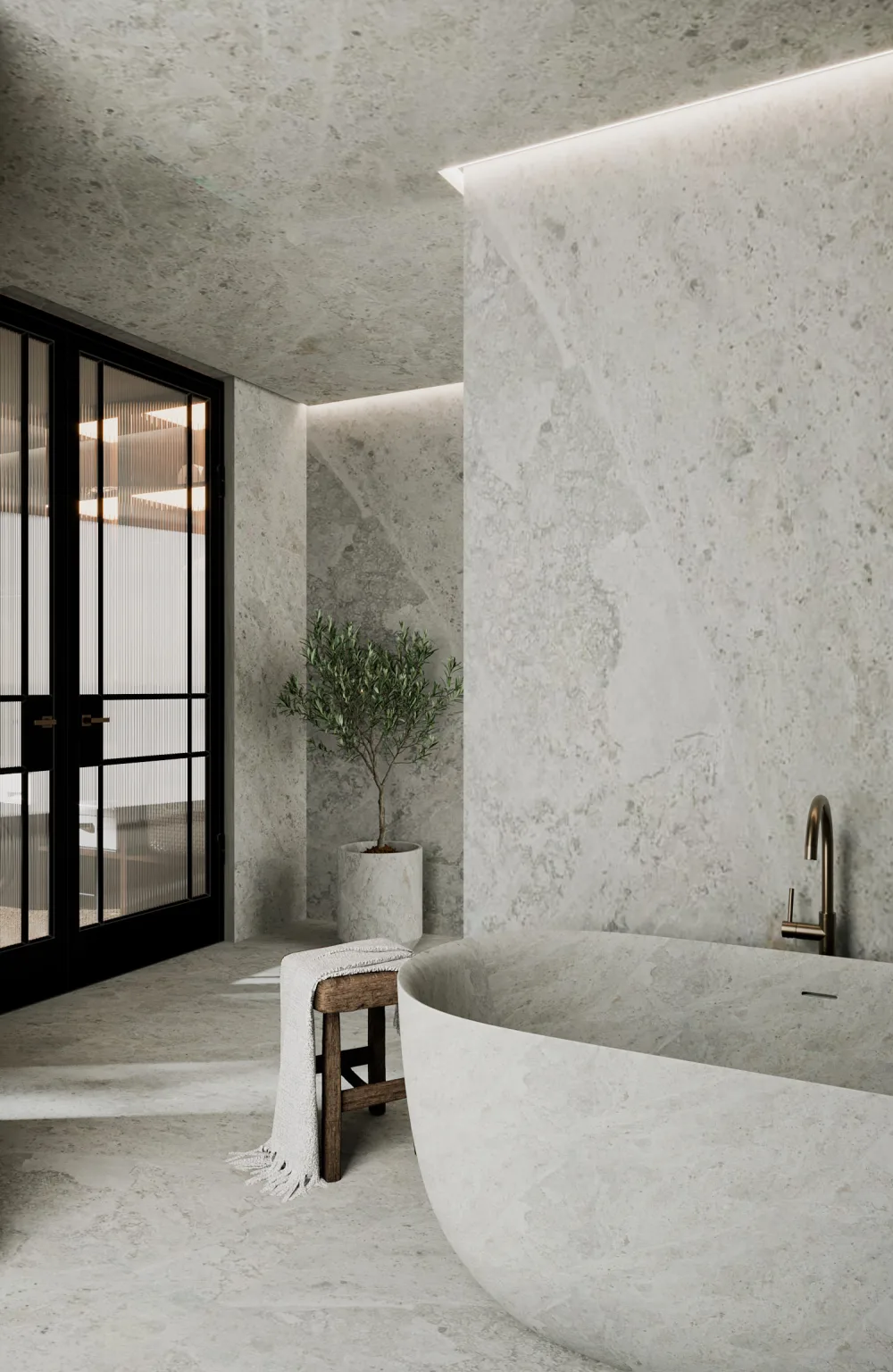 Absolute black granite corporate lobby — Miami architectural stone