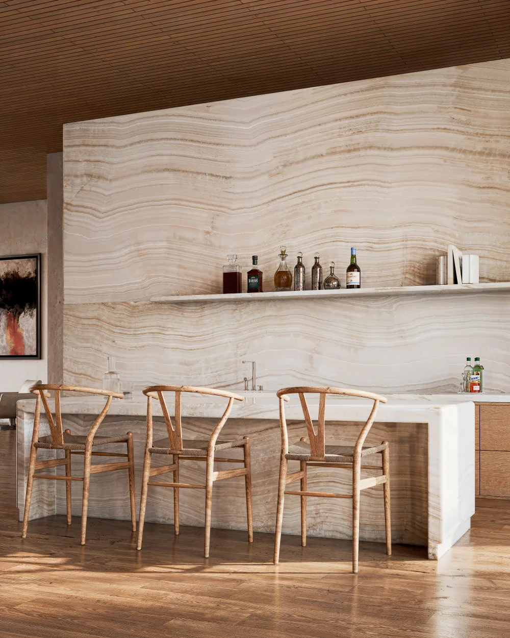 Bianco Carrara helical staircase — marble for architects Miami