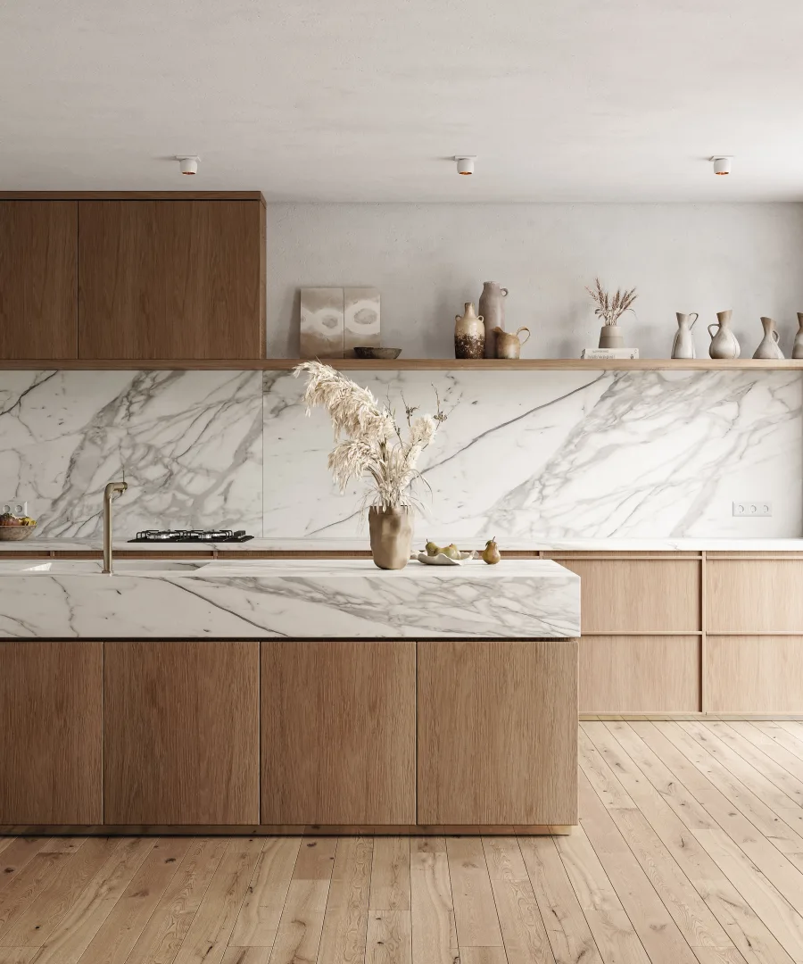 Calacatta Cremo marble kitchen — luxury marble for interior designers Miami
