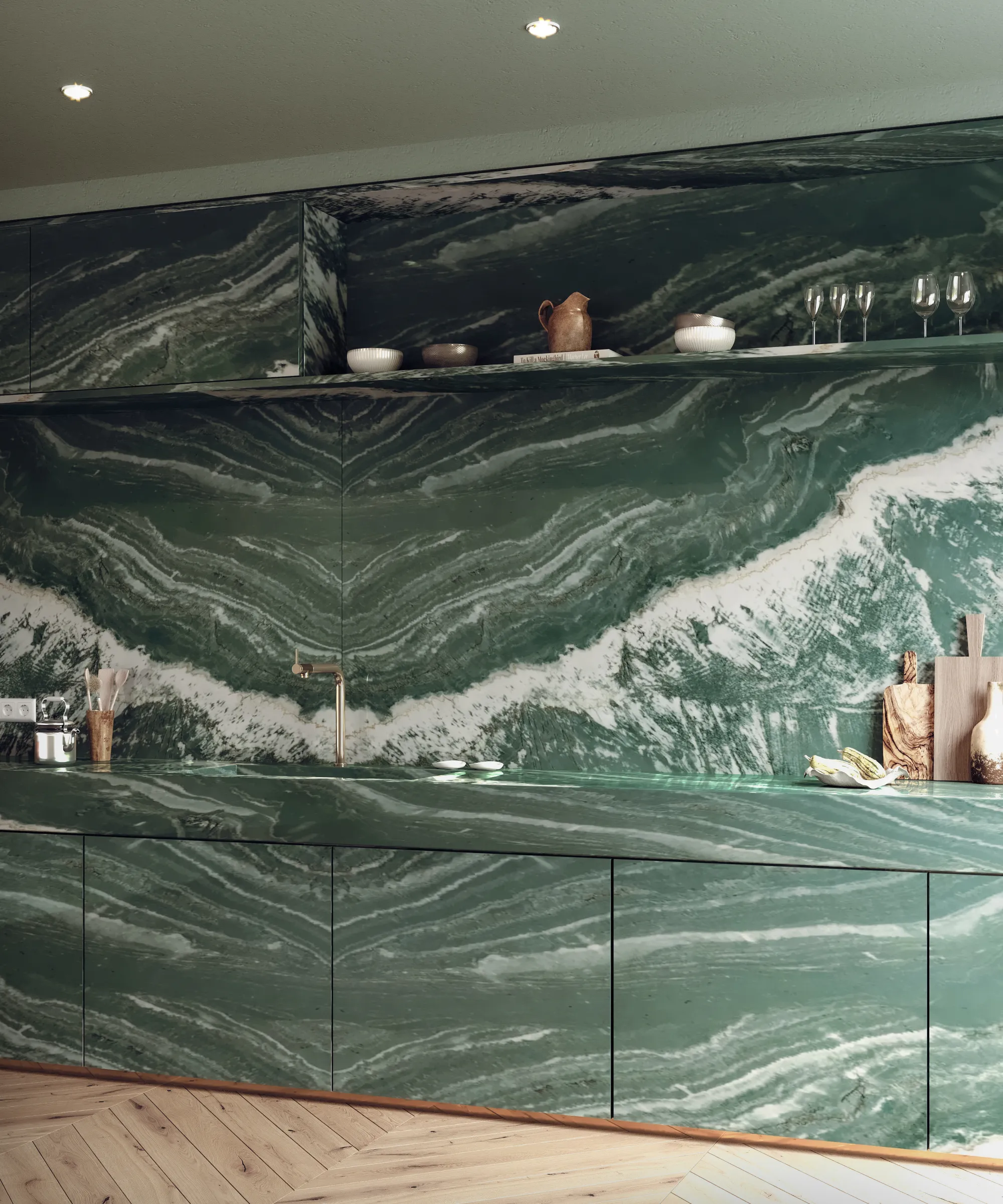 Persa Green marble slab — rare green stone Miami