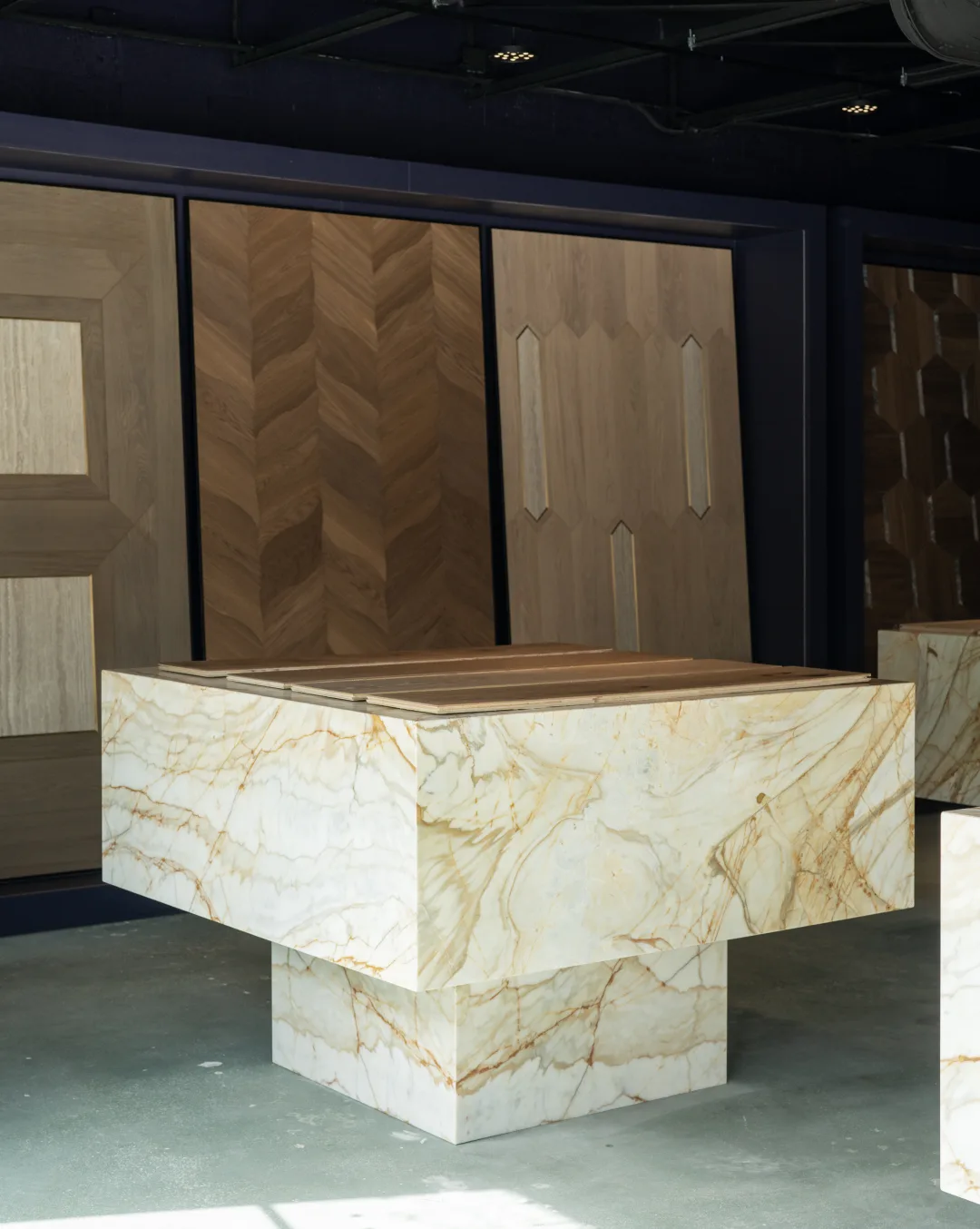 Bookmatched marble detail at ARCA Luxury Stone, Miami