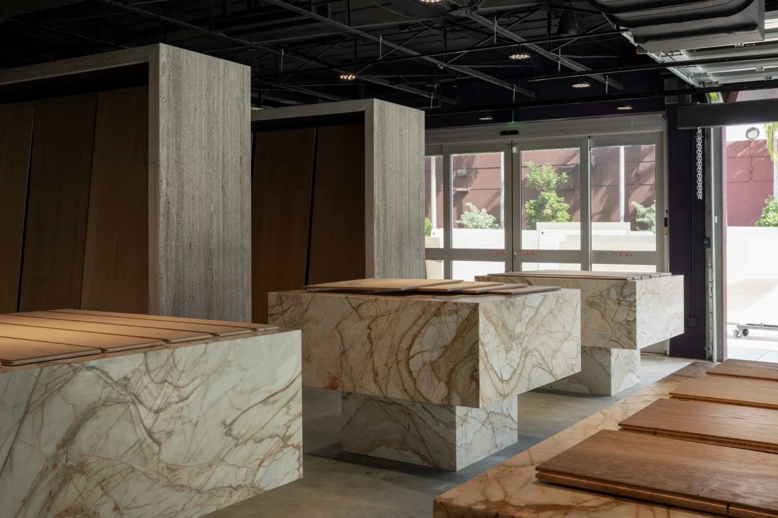 Wide view of the ARCA Wynwood stone showroom interior