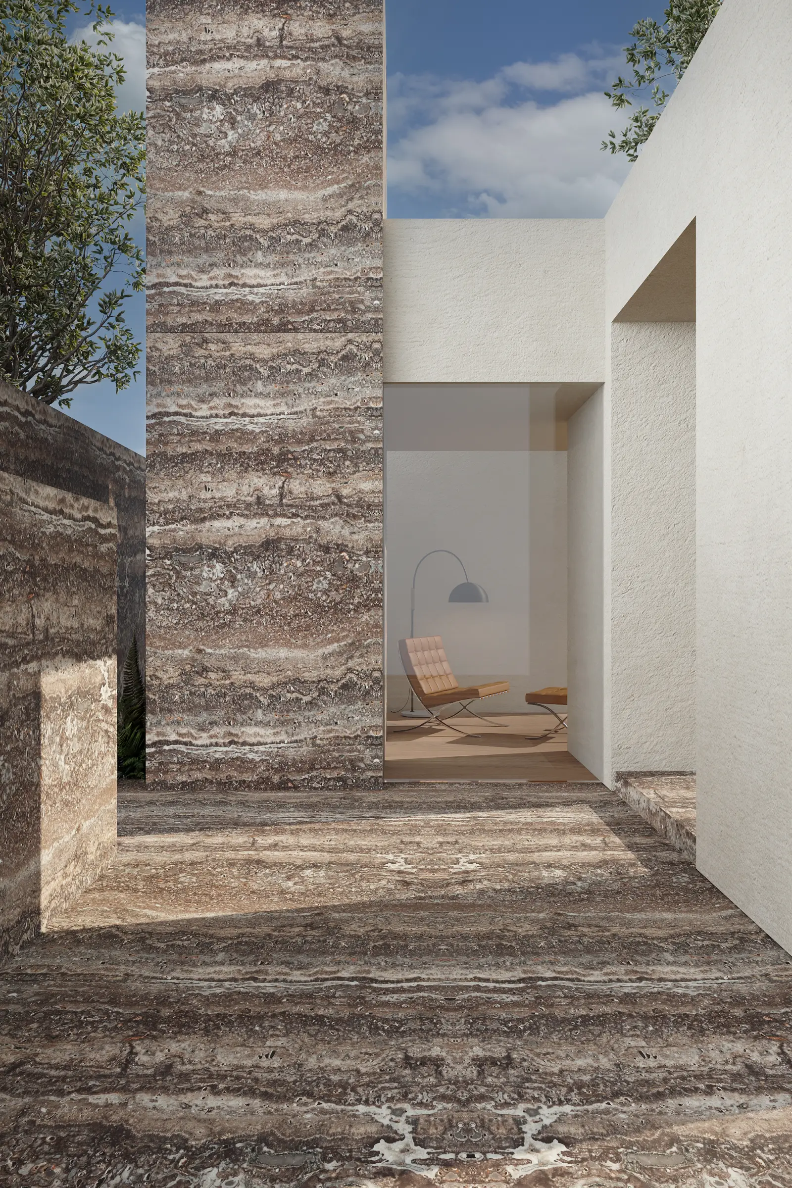 Travertino Titanium slab — premium travertine Miami